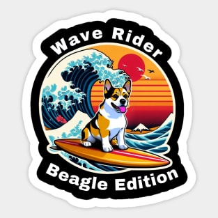 Wave Rider Beagle Edition- Beagle Surfing on the Great Waves off Kanagawa Sticker